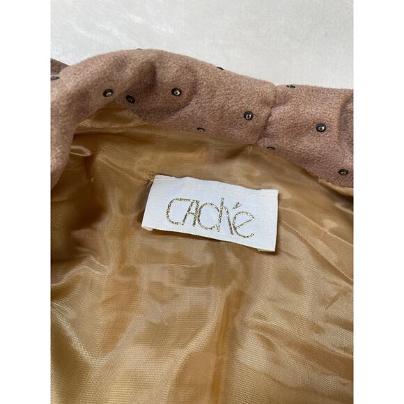 Vintage Caramel Studded Set Satin Lined Bomber Jacket Stretch Pant Suit M - Picture 4 of 16